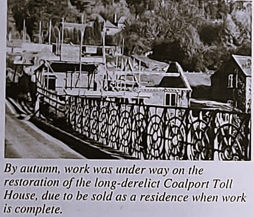 Scaffolding envelops the long-derelict toll house as restoration begins in the autumn of 1994. The project was reported at the time as intended to see the building “due to be sold as a residence when work is complete” — the Buildings at Risk Trust's rescue of a structure that had stood empty for years.
