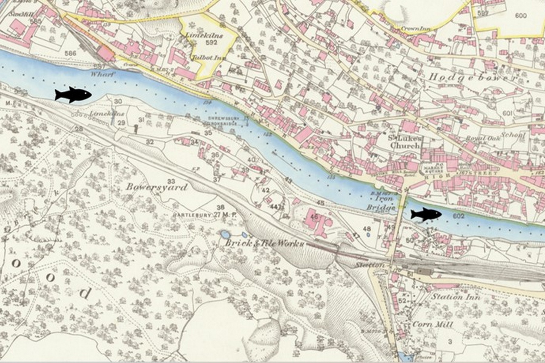 This map shows where the weirs were