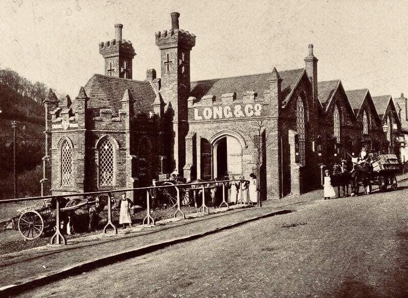 Long & Co.'s mineral water works, with a loaded cart waiting on The Wharfage