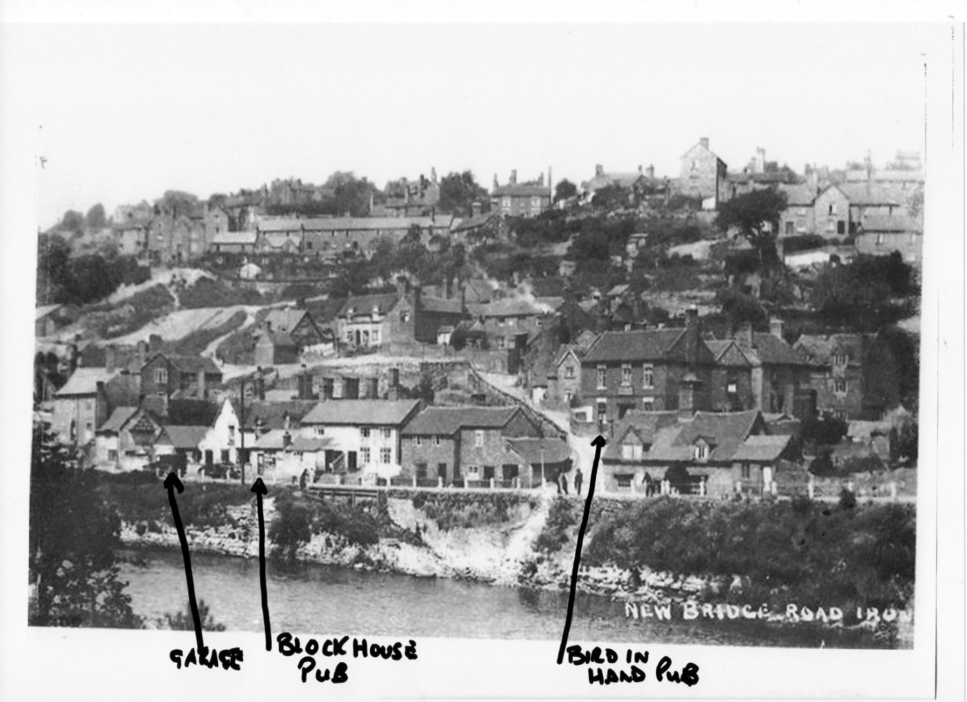 New Bridge Road, with the pubs marked